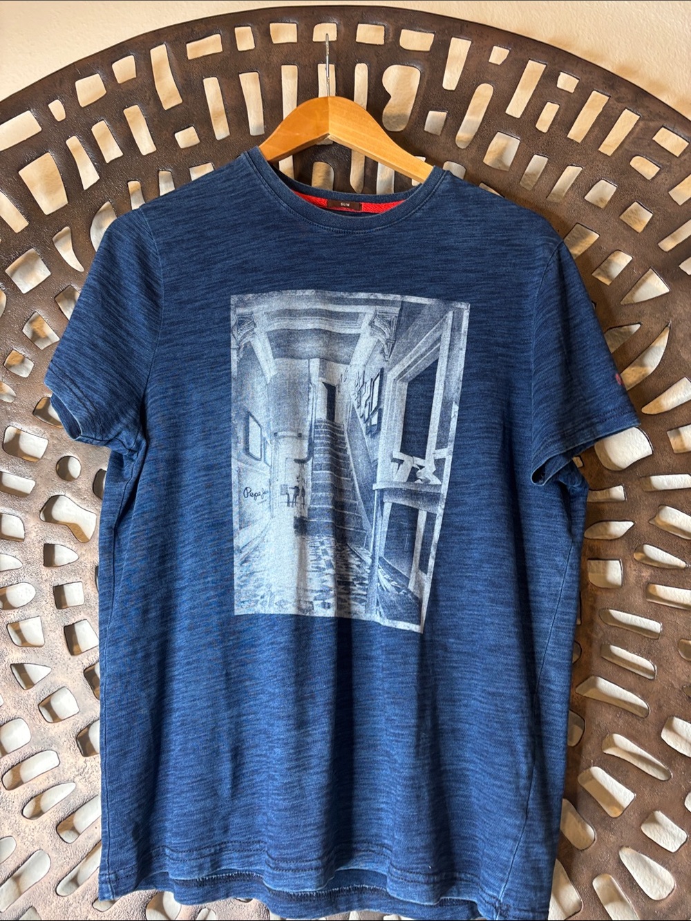 💙 Graphic Crewneck Tee Navy Blue Medium Slim Fit Cotton Pepe Jeans 💙